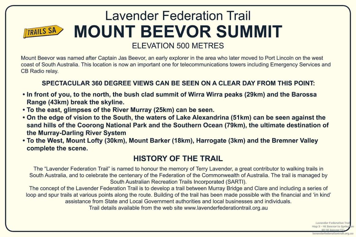 Mt Beevor Summit Sign